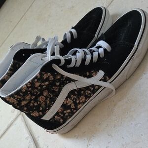 Vans Black High-Top Sneakers with Floral Panels